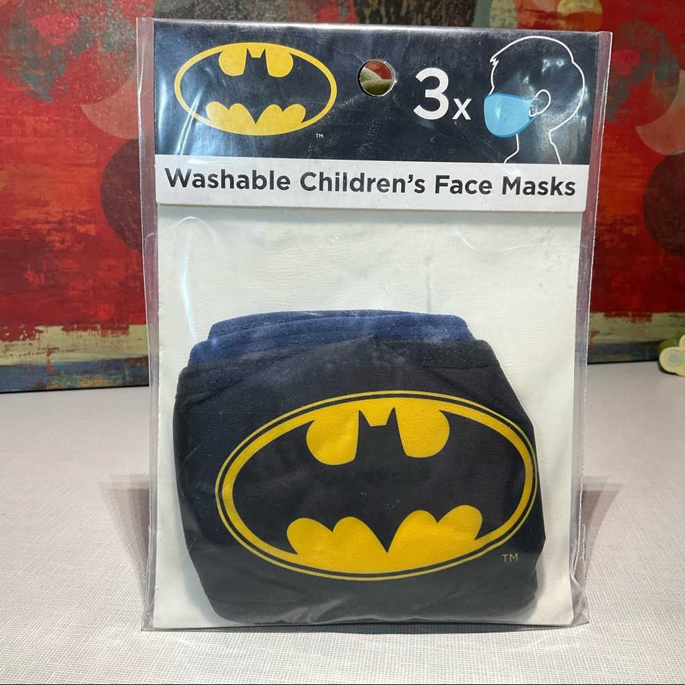 3 ct Batman Washable Reusable Cotton Kid's Face Masks Black/multi NEW.
